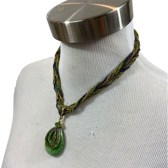 New without Tags Olivia & Ivy‎ Olive Teardrop Beaded Necklace - Picture 12 of 13